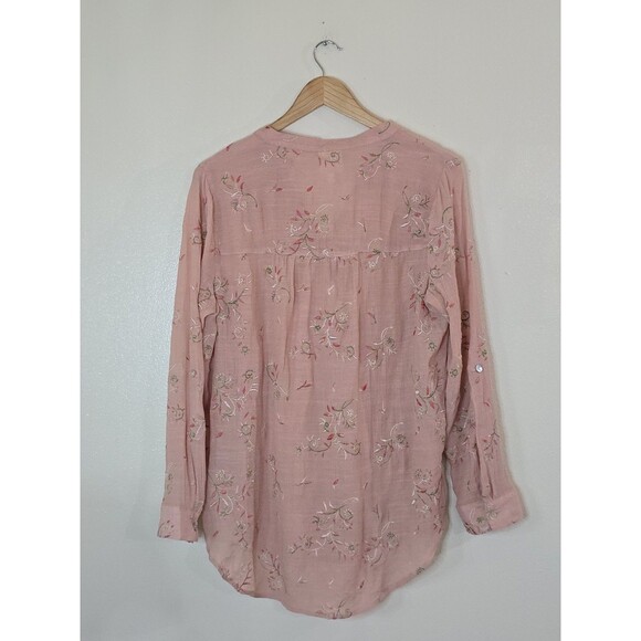 Anthropologie Fig & Flower Button Front Blouse Boho Top Embroidered Large Tab - Picture 6 of 11